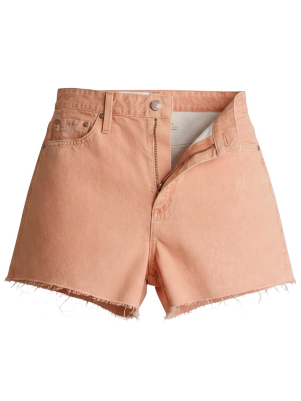 AG Alexxis Peach Denim Shorts Size 30 NWT High Rise Distressed Cutoff Hem